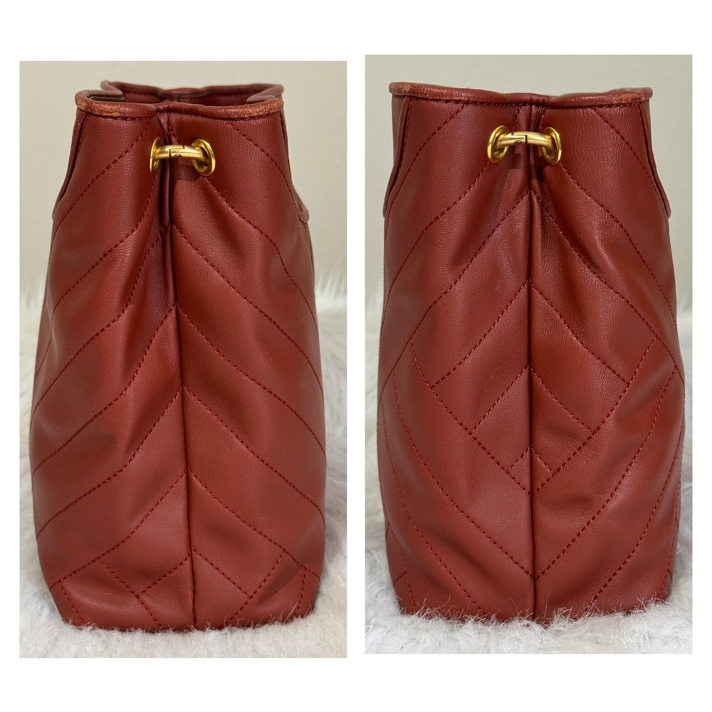 RARE Tory Burch Small Alexa Convertible Tote Bag Quilted Lambskin Rust Gold EUC - Picture 8 of 15